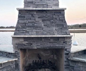 Gray Cultured Stone- Fireplace 1